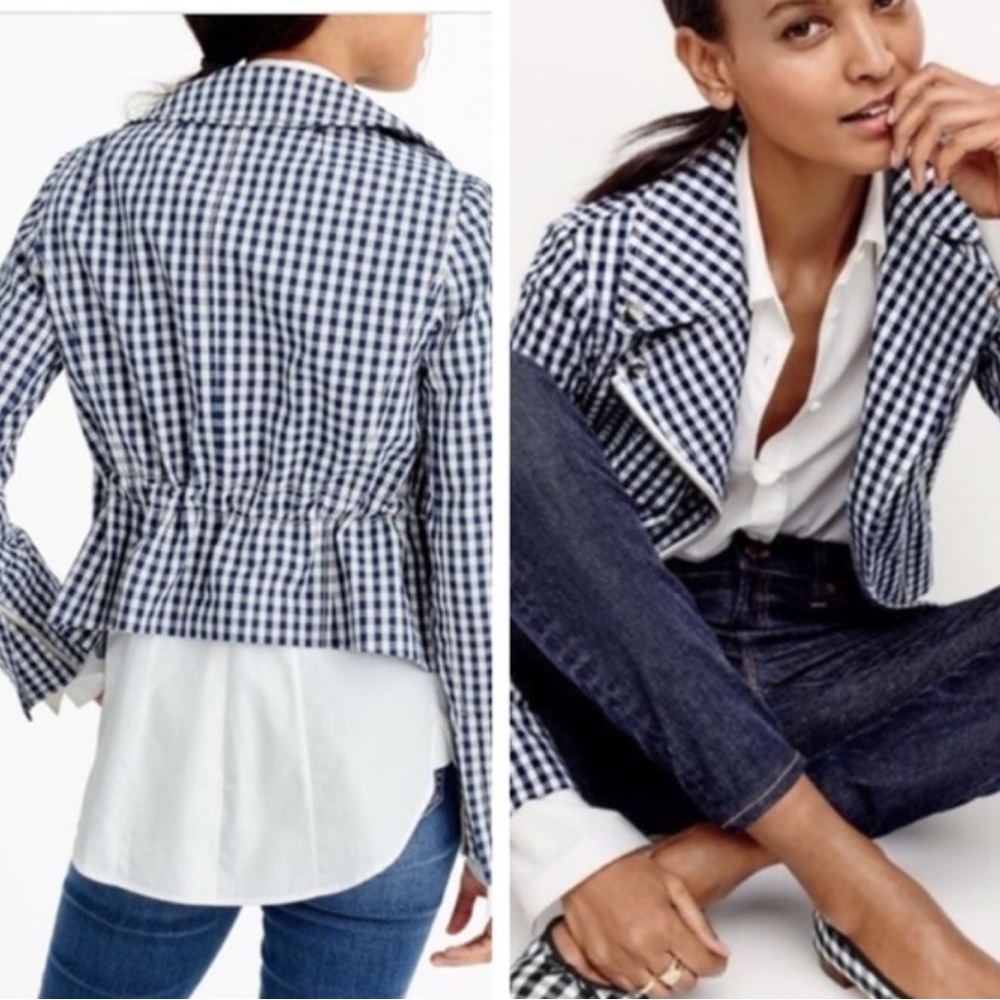 Gingham Moto Jacket